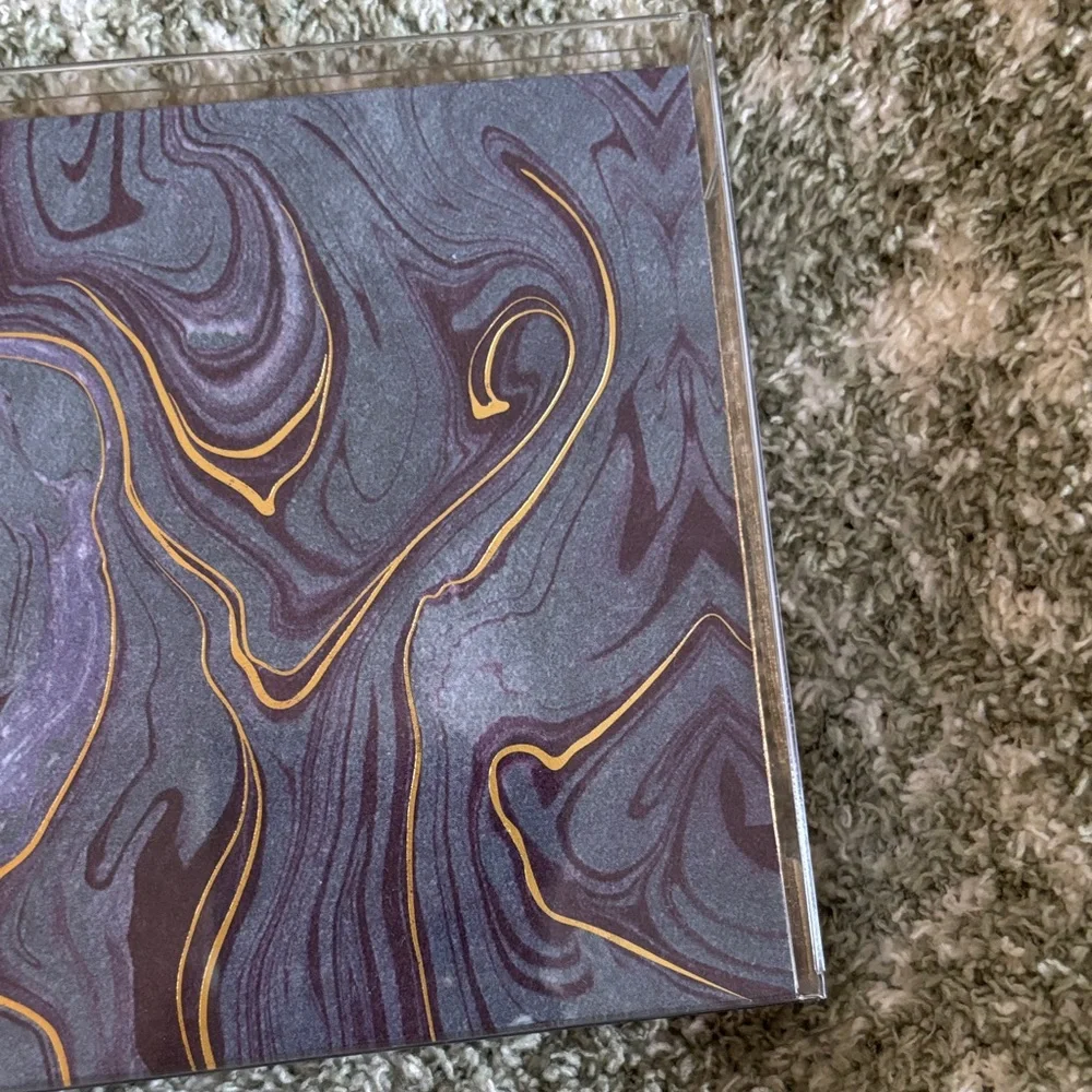 Midnight Blue and Gold Geode Marble Patterned Notecard Set of 10 NWT PS